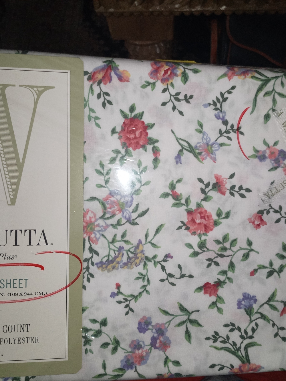 Floral Cotton Blend Flat And Fitted Sheet Pink & Purple Floral New Old Stock.